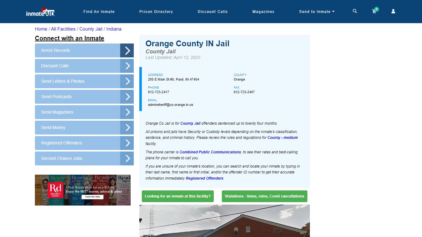 Orange County IN Jail - Inmate Locator - Paoli, IN