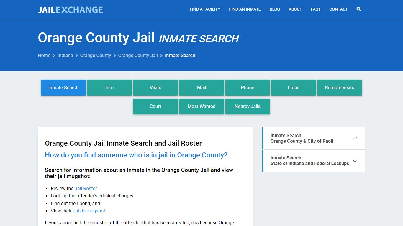 Inmate Search: Roster & Mugshots - Orange County Jail, IN